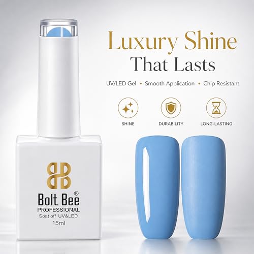 Image of Bolt Bee Blue Color Gel Nail Polish Soak Off UV Gel 15ML DIY at Home Manicure Salon Nail Art