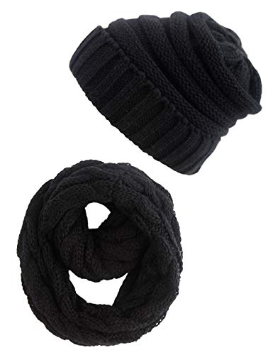 Winter Men Hat Scarf Set, Beanie Hat Neck Warmer for Women