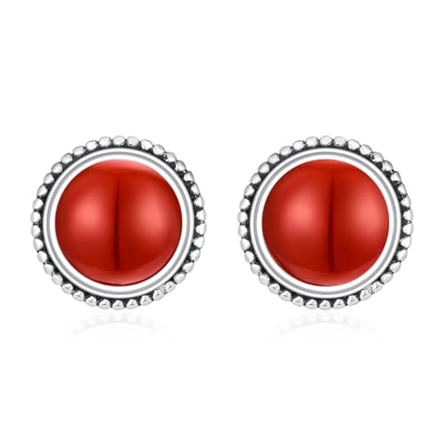 Boucles d'oreilles agate rouge argent 925 pour sublimer un visage fatigué