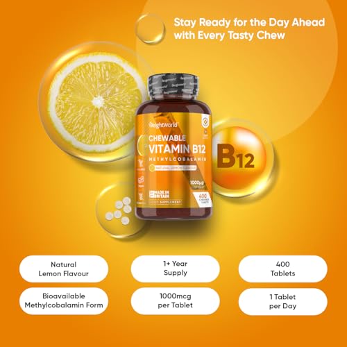 Vitamin B12 Tablets 1000mcg - 1+ Year Supply - 400 Chewable Tablets - Natural Lemon Flavour - Vegan & Gluten-Free - Methylcobalamin Form - B12 Vitamins for Women & Men - Made in The UK - Image 3