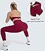 OMKAGI 2 Piece Workout Sets for Women Halter Sports Bras Gym Sets Booty Leggings Outfits (XS,447-Red Plum)