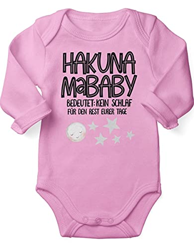 miKalino Babybody mit Spruch für Jungen Mädchen Unisex Langarm Hakuna MaBaby | handbedruckt in Deutschland, Farbe:rosa, Grösse:86-92