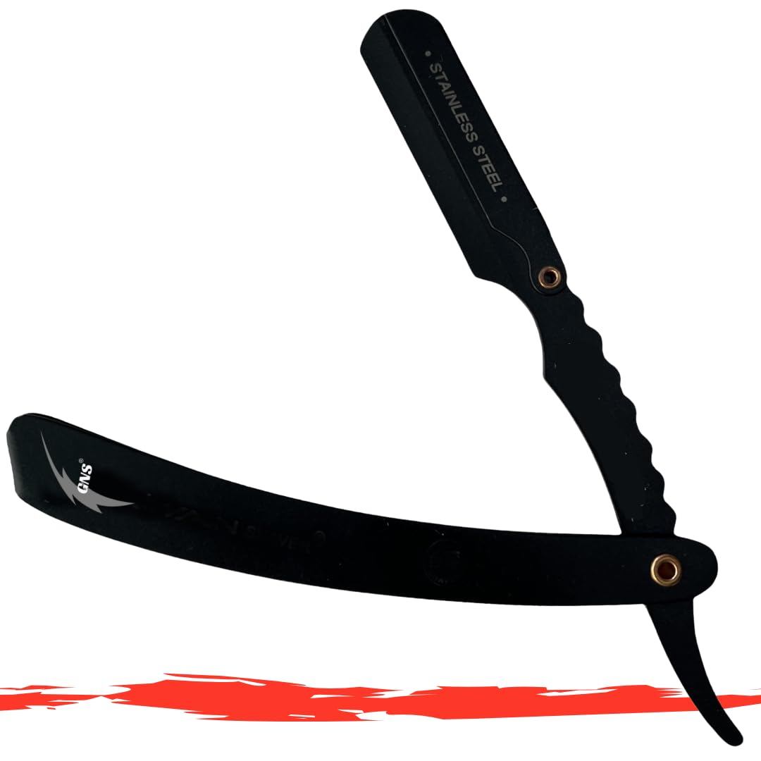 Professional Barber Straight Edge Safety Razor with Free 1 blade| Straight Razor for men & Women| black carbon finish