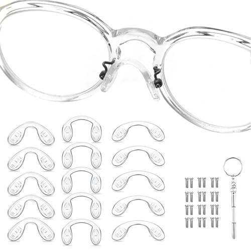 BOPRKTM 15 Pcs Almohadillas Gafas Nariz Almohadilla de Nariz para Gafas Almohadilla Antideslizante Enganches Plaquetas Gafas Nasales de Silicona,para La Mayoría De Las Kit de Reparación