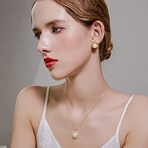 Eyeshock 10-11Mm Single Freshwater Pearl Necklace For Women,14K Gold Plated Sterling Silver Cubic Zirconia Pendant Necklace For Women's Jewelry #TOP2