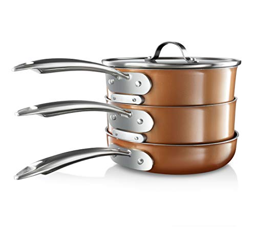 Gotham Steel Stackmaster Pots & Pans Set | Space Saving 15 Piece Stackable Nonstick Cookware Set, Includes Frying Pans, Skillets, Saucepans Stock Pots + 5 Utensils | Induction, Oven & Dishwasher Safe #TOP3