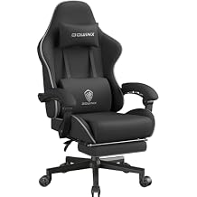 Dowinx Big and Tall Gaming Chair Fabric with Footrest Pocket Spring Cushion for Home Office, High Back Recliner Height Adjustable Ergonomic Comfy Cloth Computer Desk Chair, Black