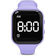Vibrating Alarm Watch Water Resistant Wake Up Wristband Silent Medical Reminder Watch - with Timer and 15 Daily Alarms Purple