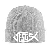 KWQDOZF Unisjesus Christliche Fisch Winter Warme Strickmütze Totenkopfmütze