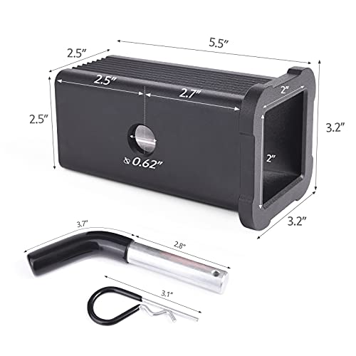 Elitetool 2-1/2 Inches Class V To 2 Inches Class Iii And Iv Trailer Hitch Receiver Adapter With Hitch Pin And Clip, 2.5 Inches To 2 Inches Reducer Sleeve Mount Insert Converter #TOP5