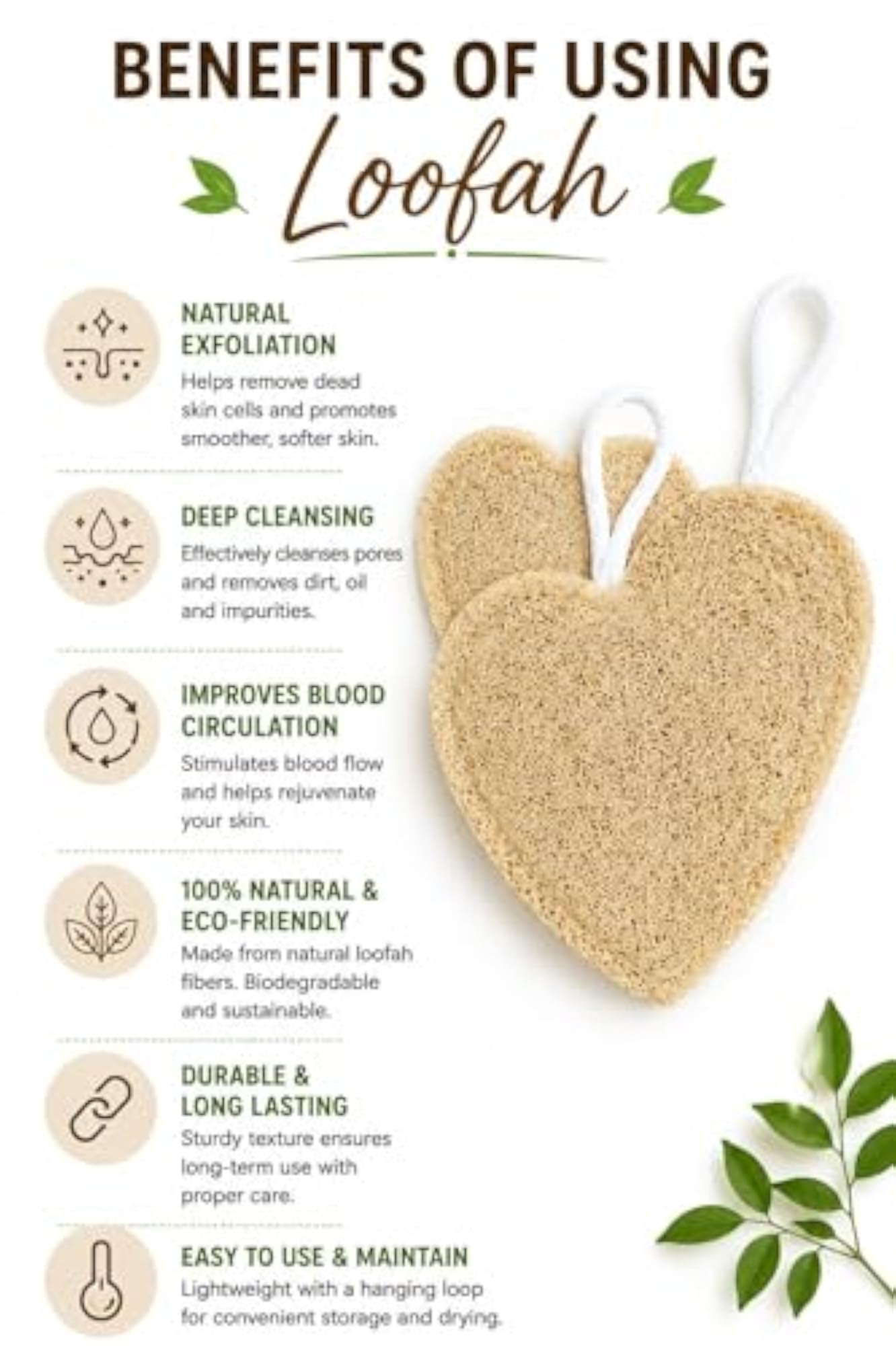 100% Natural Sun-Dried Loofah, Organic Exfoliating Bath Sponge