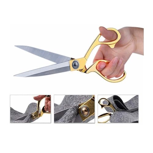 Image of Utility 8.5 Inch all Purpose Golden Scissors, Gold Kitchen Shears or Ribbon Cutting - Household Stainless Steel Golden Scissors - Multi-Purpose Stainless Steel Sharp Blades