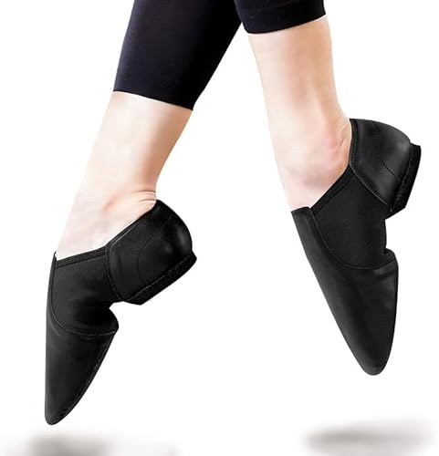 Lalaball Jazz Shoes Leather Sole Slip-On Dance Shoes For Girls Boys,Black 4 Big Kid thumb #4