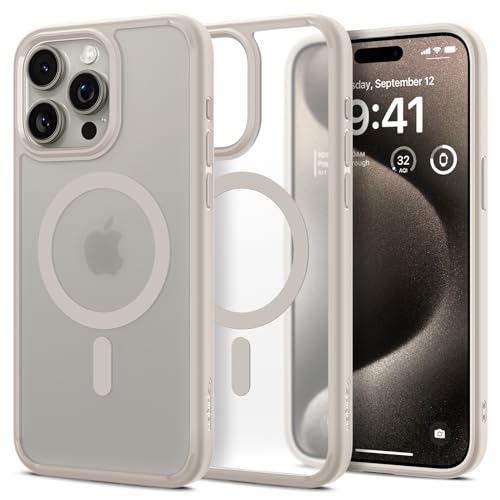 Image of Spigen for iPhone 15 Pro Max Case, Ultra Hybrid MagFit [Anti-Yellowing] [Compatible with Magsafe] - Frost Natural Titanium