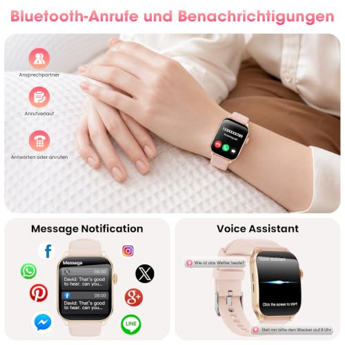 Smartwatch Damen, 1,91" HD-Kurvdisplay mit 7 Armbänder/Geschenkbox – Ansicht 4