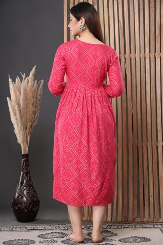 Image of Women's Floral Printed Cotton Maternity Dress Kurti with Feeding Zipper, Maternity Gown for Women, Feeding Dress, Maternity Kurti
