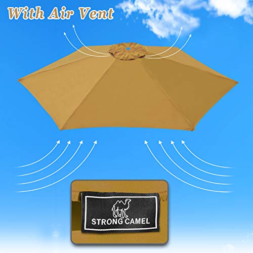 Strong Camel Replacement Patio Umbrella Canopy Cover For 8.2Ft 6 Ribs Umbrella Taupe (Canopy Only)-Tan #TOP3