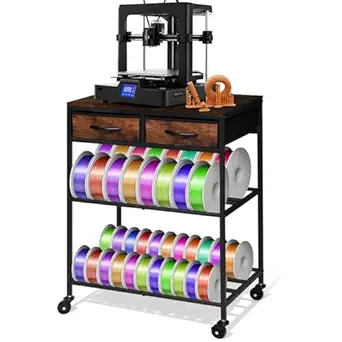 3D Printer Filament Storage Shelf with Drawers and Wheels