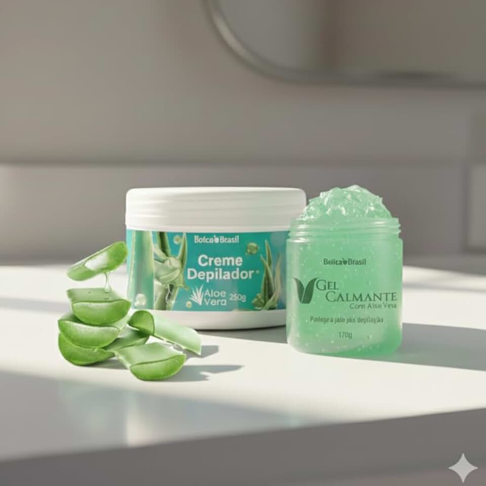 Creme Depilador Corpo Aloe Vera 250gr + Gel Calmante Pós Depilação 170gr Sem Dor