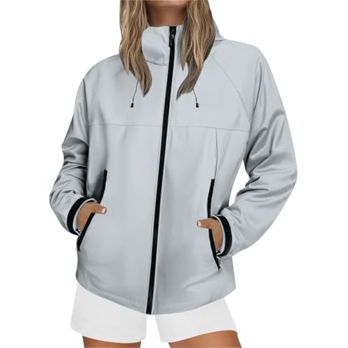 MJGkhiy Veste De Pluie Femme Randonnée Trench Coupe-Vent Vestes Imperméable À Capuche Sport Softshell Léger Veste Vent Pluie Grande Taille En Plein Air Raincoat Camping Veste De Course, Lumière