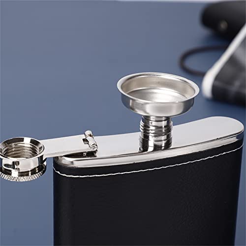 Gmjay Hip Flask Gift Set, Stainless Steel Liquor Flasks For Men With Black Leather Cover, 6 Oz Hip Flasks With 2 Cups & Funnel #TOP3