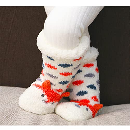 Christmas Fuzzy Socks for Kids Plush Crew Socks Toddler Non Slip Cozy Fleece Lined Slipper Socks Winter Warm Xmas Socks3