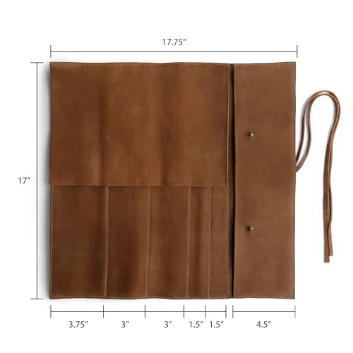 Rustic Leather Knife Roll Case, Durable Chef Knife Bag for Professional Chefs, Knife Roll Bag, Portable Carrying Case for Knives and Tools, Ideal for Culinary Travel, Knife Bags for Chefs Professional by Hide & Drink - Image 5