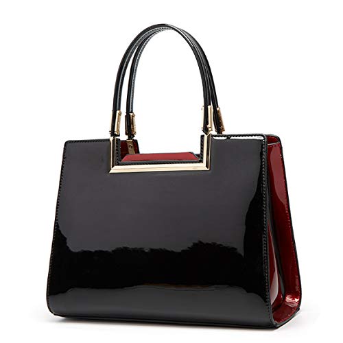 NIYUTA Sacs portés main Femme Mode vernis Cabas Sacs portés épaule Sacs bandoulière Sac a main fr170 Noir