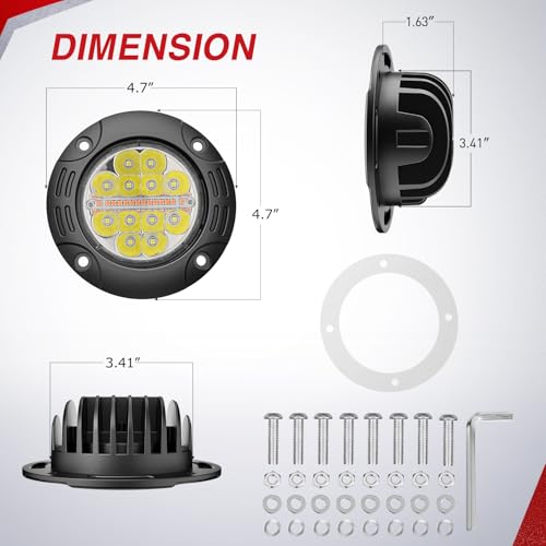 Image of Nilight Flush Mount LED Light Pods 5Inch 36W Amber White 3 Lighting Modes | 2PCS Fog Lights Spot Flood Beam with Dual Control 18AWG Wiring Harness for Truck Pickup Golf Cart UTV ATV SUV Boat 4x4 Car