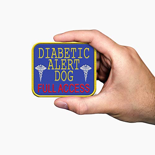 "Diabetic Alert Dog - Full Access" Sew On Patch - Includes Five Service Dog Law Handout Cards – For Service Dog Vest Or Harness #TOP1