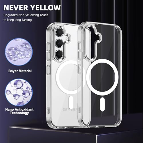 Lunivop for Samsung Galaxy S24 FE 5G Case Hard [Compatible with Magsafe ] Yellowing Resistant Magnetic Cover Clear para S 24 FE6.7 inch 2024 Rugged Best Phone Cases Clear by Lunivop - Used condition - Image 7