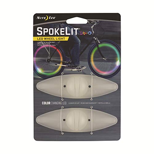 Nite Ize SpokeLit LED Bicycle Spoke Light, Visibility + Safety Bike Light, 2 Pack, Disc-O Color Changing LED