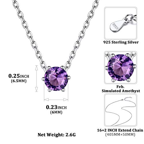 Chicsilver Amethyst Crystal Necklace For Women Teen, Small Birthstone Necklace Dainty 925 Sterling Silver Choker Necklace 16'' #TOP3