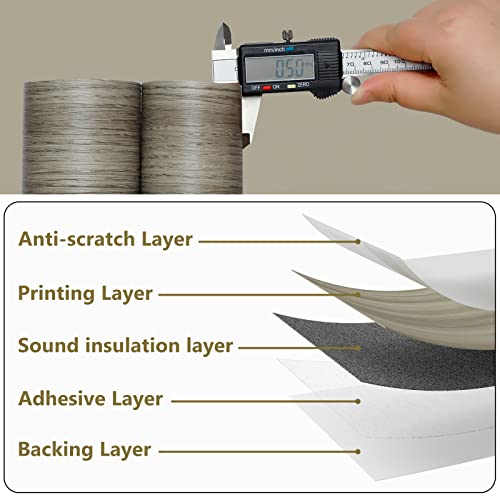 WIFEA Smoke Gray Vinyl Flooring Roll, 15.7"x393.7"/43 Sq.Ft, Wood Grain Self-Adhesive Vinyl Floor Tiles, Wear-Resistant and Waterproof, Ideal for Bedroom, Living Room, Office, Balcony, RV