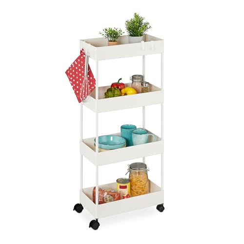 Relaxdays Rollwagen, 4 Ebenen, H x B x T: 93 x 40 x 22 cm, 4 Rollen,...