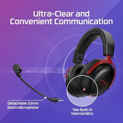 HyperX Cloud III S β Wireless Gaming Headset for Multi-Platform, 2.4GHz, Bluetooth, Battery Life up to 120 Hours 2.4GHz / 200 Hours Bluetooth, 53mm Angled Drivers, Detachable Mic β Black - 5