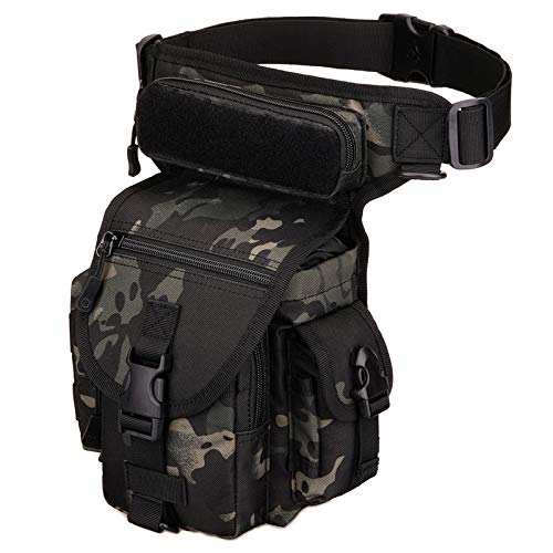 Hiking Outdoor Military Tactical Thigh Leg Waist Pack Fishing Bag Special Waterproof Drop Utility Thigh Pouch (Night Camouflage) - Image 2