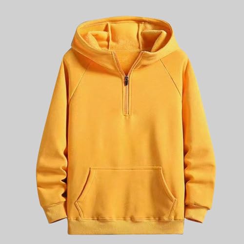 Mens Fleece Lined Hoodies Teen Boys Quarter Zip Pullover Sweatshirts Hooded Fall Winter Warm Fleece Tops Oversized2