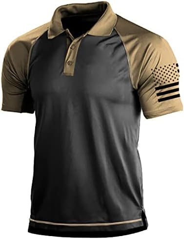 TOSHIKII Men's Tactical Shirt Short Sleeve American Flag Polo Shirt Men Military Camo Outdoor Tshirt Tennis Golf Quick Dry Top, XX-Large