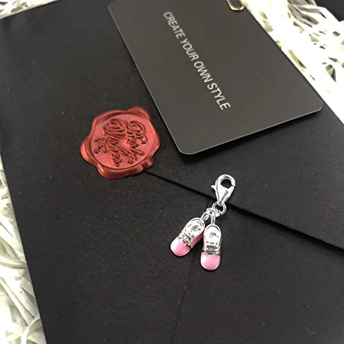 Aapie Baby Shoe Dangle Charm Pendants, 925 Sterling Silver Charm With Pink Color Jewelry Making Gift For Women Men Girls (Color : Lobster Clasp) #TOP1
