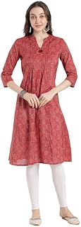 Mythri Women’s Cotton Kurta A Line Kurti for Woman Kurti Mandarin Collar 3/4 Sleeve Kurti Ethnic Wear and Office wear Kurti Price In India