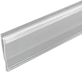 Shelf Label Strip with Shelf Talker Gripper, 25 Pack Snap-in 1.25â€H Shelf Label Holder Strips for Metal Wood or Plastic Gondola Shelf with Price Tag Channel, Clear PVC Sign Holder for 36â€ Long Shelf