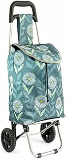 L&B Lightweight Shopping Trolley, Hard Wearing & Foldaway Trendy Folding/Collapsible Push/Pull Carts for Easy Storage with 2 Wheels (Daisy)