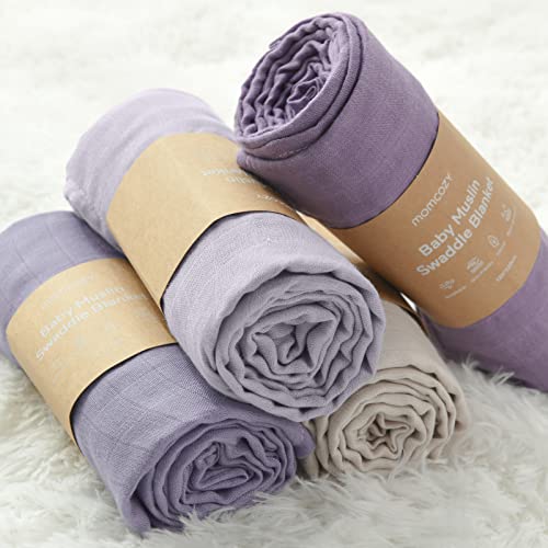 Momcozy Muslin Swaddle Blankets, Soft Silky Baby Swaddle Blankets For Baby Boys & Girls, Breathable And Skin-Friendly Baby Swaddle, 4-Pack Baby Blankets Unisex, 47 X 47 Inches #TOP3