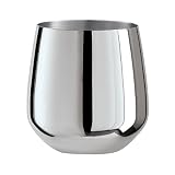 Oggi Mirror Finish Stemless Wine Glasses Drinkware (Set of 2), 17 oz, Stainless Steel