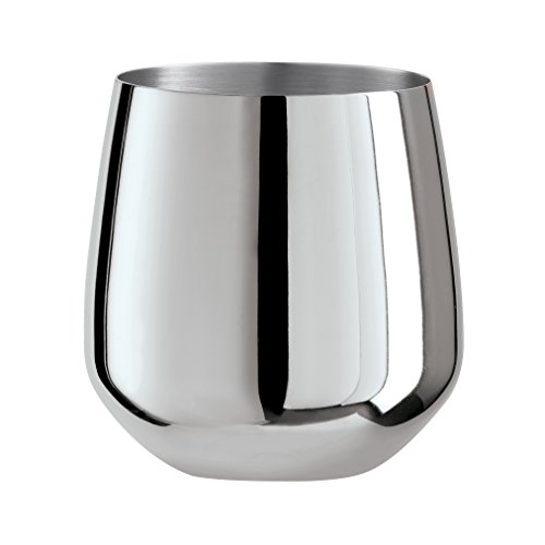 Oggi Mirror Finish Stemless Wine Glasses Drinkware (Set Of 2), 17 Oz, Stainless Steel #TOP8