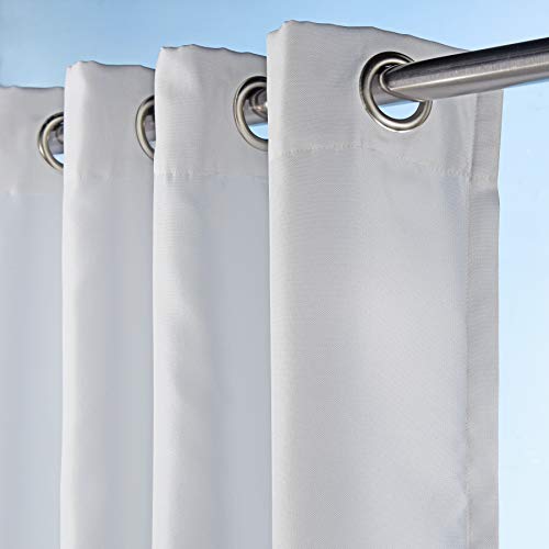 Sun Zero Beacon Woven Indoor/Outdoor Uv Protectant Energy Efficient Grommet Curtain Panel, 52" X 84", White #TOP1