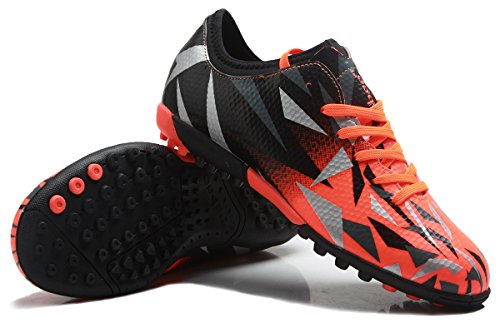 T&B Soccer Shoes Turf Kids Indoor Sport Lace up Indoor Football Shoes Orange Black 76516-Ju-33-2.0US