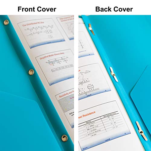 Youngever 6 Pack Heavy Duty Plastic Two Pocket Folders with 3 Prongs, Metal Prongs Fastener, Heavy Duty Plastic 2 Pocket Folder, in 6 Coastal Colors