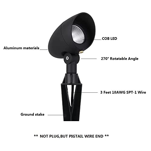 Arrownine Low Voltage Cast Aluminum Landscape Lighting Outdoor Spotlights 8Watts,Equivalent To 60 Watts Halogen Bulb For Landscape Directional Light Garden Tree Uplights Black Finish Warm White 2-Pack #TOP1